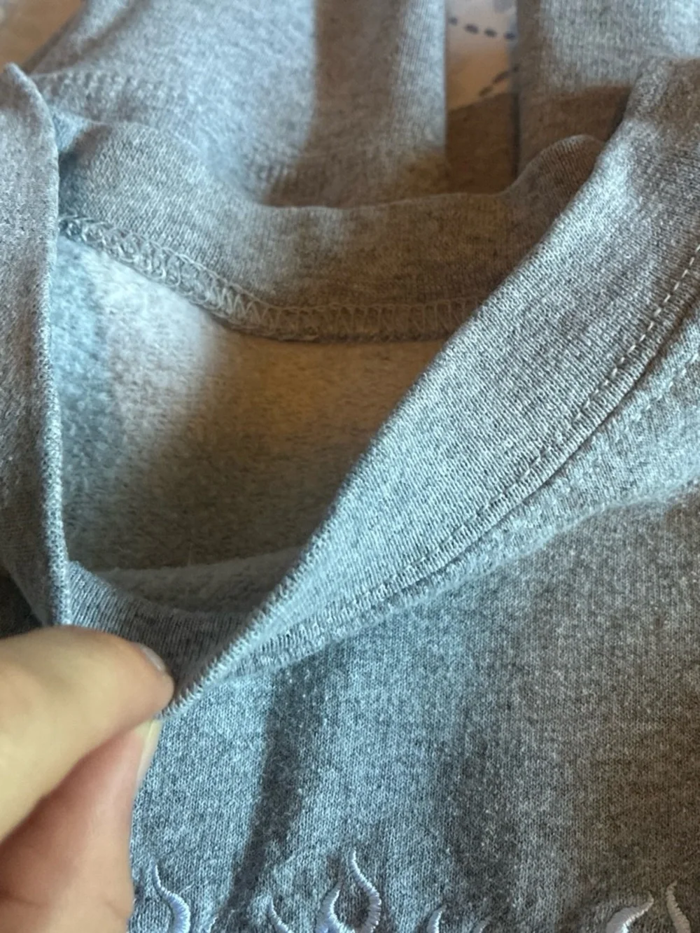 Nike Gray Crewneck Sweatshirt with Blue Flame Logo